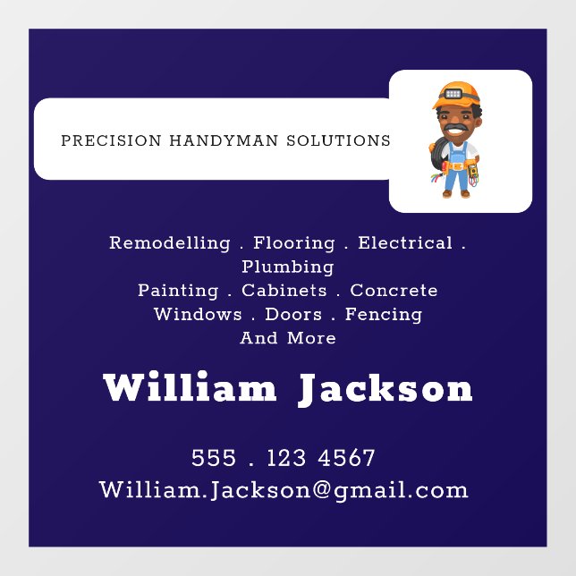 Modern handyman construction custom logo window cling (Sheet)