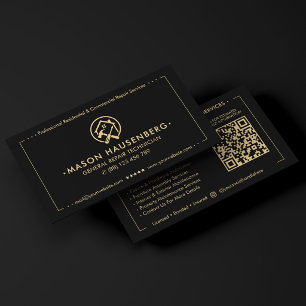 Modern Handyman General Repair Technician Black Business Card