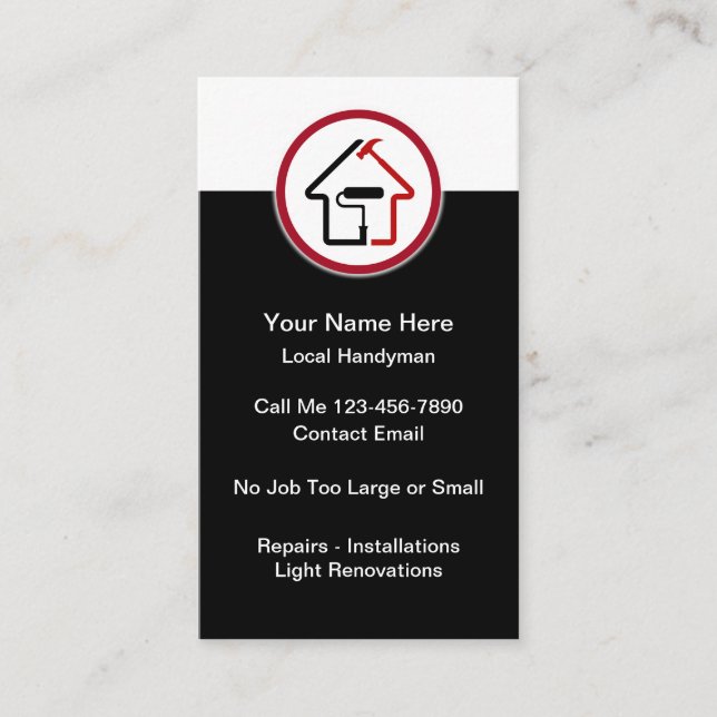 Modern Handyman Logo Business Cards (Front)