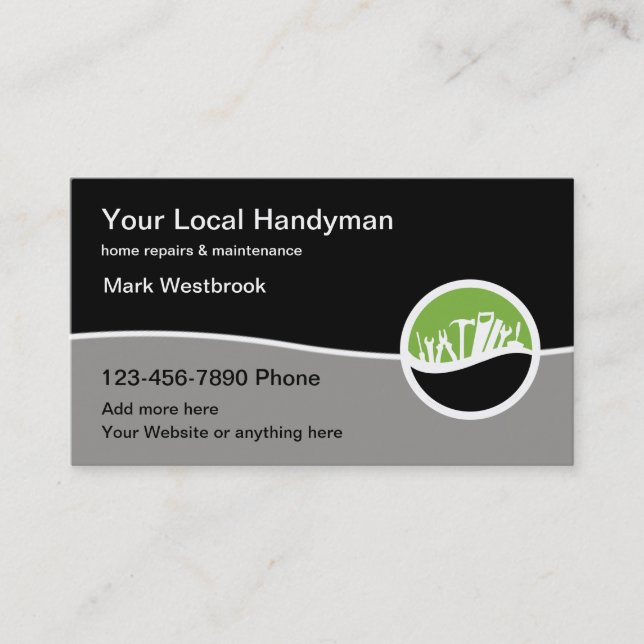 Modern Handyman Tools Theme Business Cards (Front)