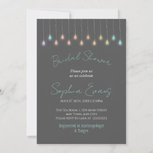 Modern Hanging Lights Grey Bridal Shower Invitation
