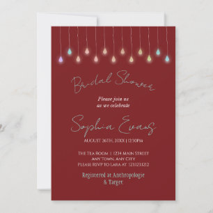 Modern Hanging Lights Red Bridal Shower Invitation