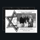 Modern Hanukkah Black White Star of David Photo Holiday Card<br><div class="desc">Minimal classic black Bar/Bat Mitzvah and Hanukkah modern Star of David against a solid background creates an elegant,  sophisticated design. For other coordinating colours or matching products,  visit JustFharryn @ Zazzle.com or contact the designer,  c/o Fharryn@yahoo.com  All rights reserved. #zazzlemade #christmasdecor</div>