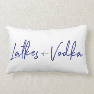 Modern Hanukkah Latkes and Vodka Throw Pillow