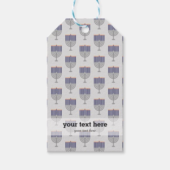 Modern Hanukkah pattern Gift Tags (Front)