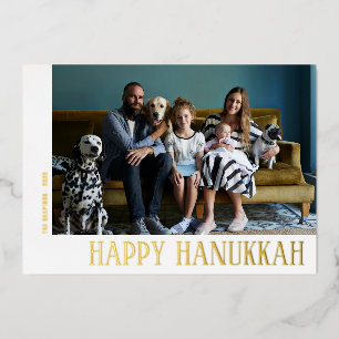 Modern Hanukkah Photo Foil Holiday Card