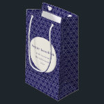 Modern Hanukkah Star Lines Elegant Blue Custom Small Gift Bag<br><div class="desc">Wish friends and family a Happy Hanukkah with this elegant gift bag featuring a modern Jewish star line pattern in vibrant blue and white,  personalized with your photo,  greeting,  and name.</div>