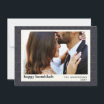Modern Hanukkah Star Pattern Dark Blue Photo Card<br><div class="desc">Wish friends and family a Happy Hanukkah with this elegant card featuring a simple Jewish star line pattern in dark blue and grey,  personalized with your photo,  greeting,  and name.</div>