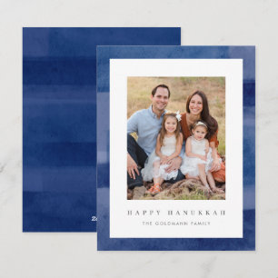 Modern Hanukkah Watercolor Photo Holiday Card