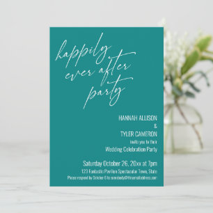 Modern Happily Ever After Party Teal Reception Invitation