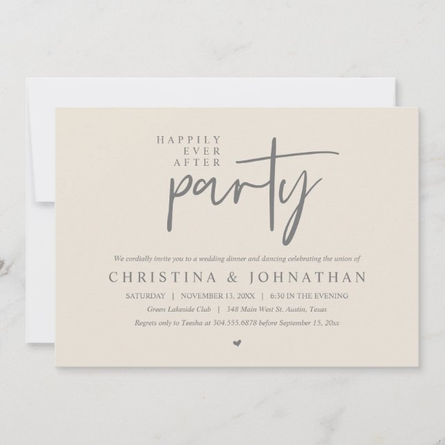 Modern Happily Ever After Party Wedding Dinner Invitation (Front)