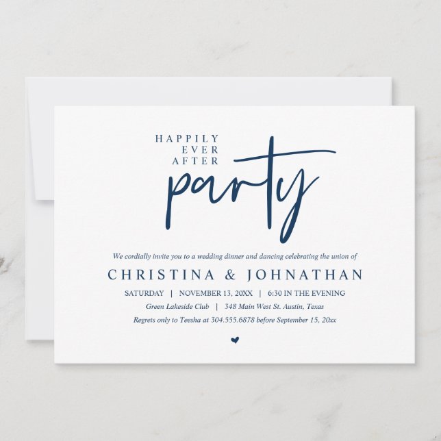 Modern Happily Ever After Party Wedding Dinner Invitation (Front)