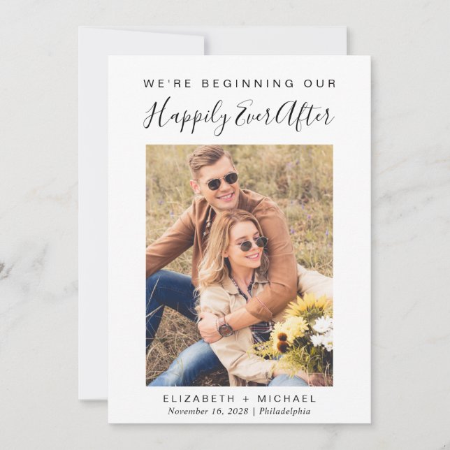 Modern Happily Ever After Photo Save The Date (Front)