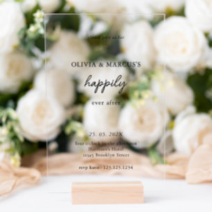 Modern Happily Ever After Wedding Acrylic Invitations