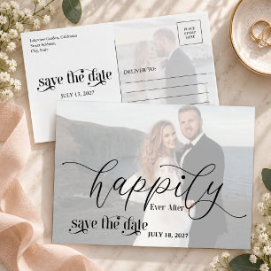 Modern Happily Ever After Wedding Save the Date Announcement Postcard