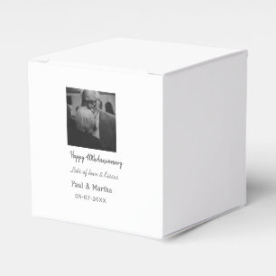 Modern happy 40th anniversary add name date photo favor box
