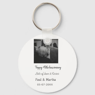 Modern happy 40th anniversary add name date photo keychain