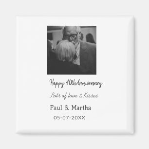 Modern happy 40th anniversary add name date photo magnet