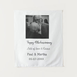 Modern happy 40th anniversary add name date photo tapestry