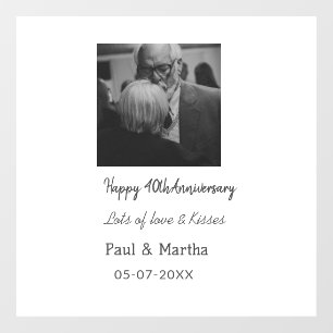 Modern happy 40th anniversary add name date photo window cling