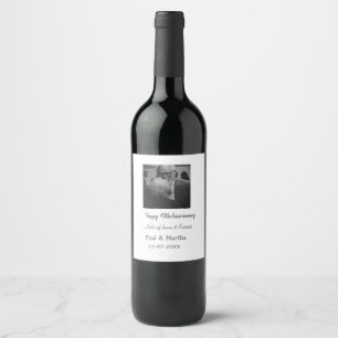 Modern happy 40th anniversary add name date photo wine label