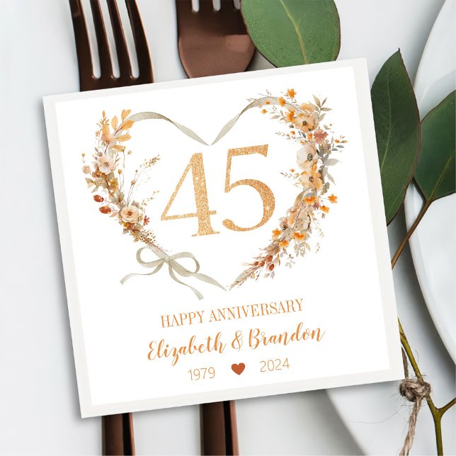 Modern Happy 45th Anniversary Wedding Napkins (Creator Uploaded)