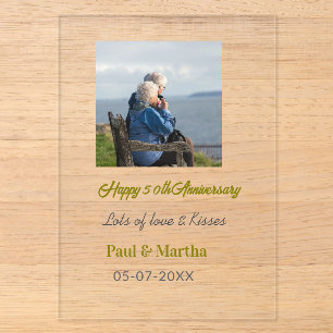 Modern happy 50th anniversary add name date photo acrylic invitations