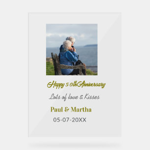Modern happy 50th anniversary add name date photo acrylic sign