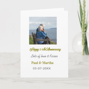 Modern happy 50th anniversary add name date photo  card