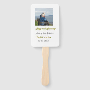 Modern happy 50th anniversary add name date photo hand fan