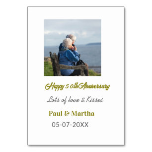 Modern happy 50th anniversary add name date photo table number
