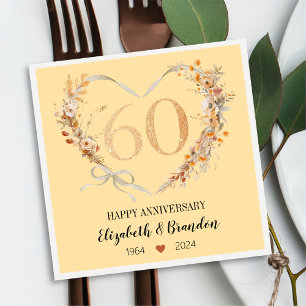 Modern Happy 60th Anniversary Wedding Napkins