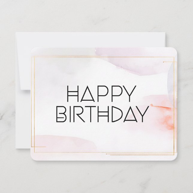 Modern Happy Birthday Card with Geometric Font  (Front)