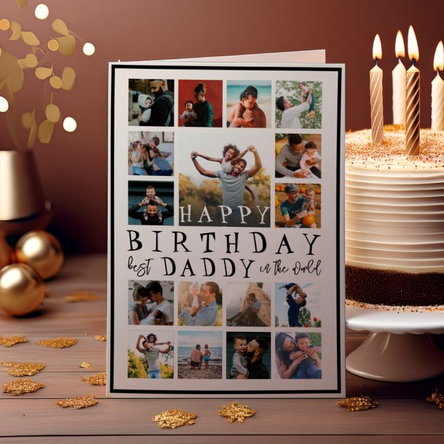 Modern Happy Birthday Dad Black & White 17 Photo (Creator Uploaded)