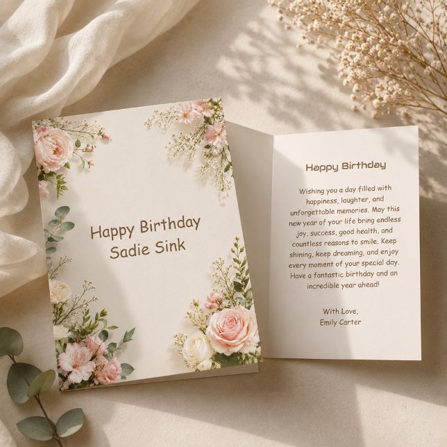 Modern Happy Birthday Flower Styled  Card (Creator Uploaded)