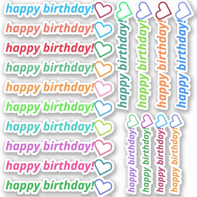 Modern "happy birthday!" + Heart Outline Shape (Front)