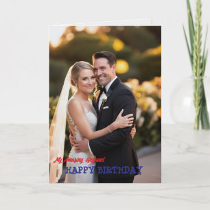 Modern happy birthday husband collage Photo Card