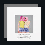 Modern Happy Birthday Sister Photo Name Grey Card<br><div class="desc">Trendy style to send your sister for her birthday. Fully customizable. Easily replace the sample photo with your own and personalise the text on the front and back. You can also change the background colours on either side if you wish via customise further.</div>