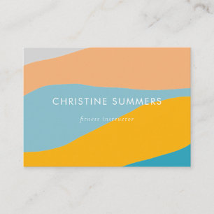Modern Happy Bold Geometric Orange Blue Stripes  Business Card