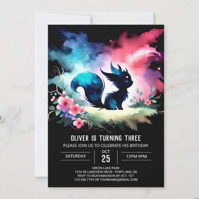 Modern Happy Cat Birthday  Invitation (Front)