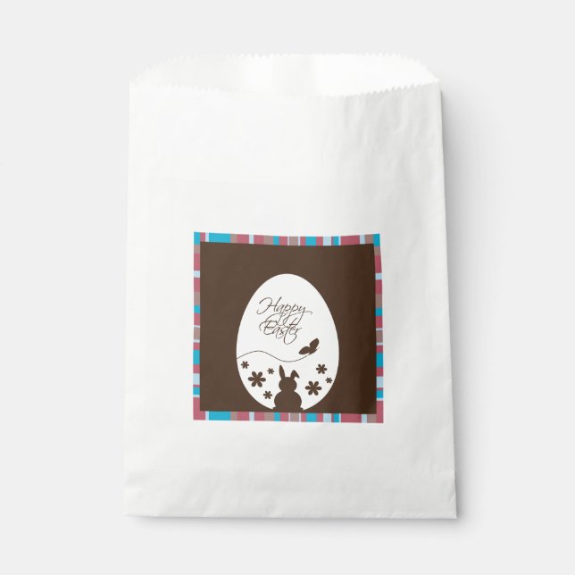 Modern Happy Easter Egg Chocolate Brown Favour Bag (Front)