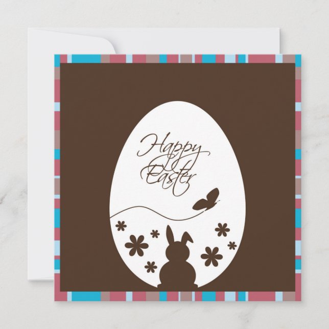 Modern Happy Easter Egg Chocolate Brown Invitation (Front)