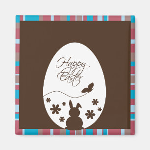 Modern Happy Easter Egg Chocolate Brown Magnet
