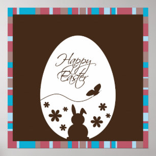 Modern Happy Easter Egg Chocolate Brown Poster