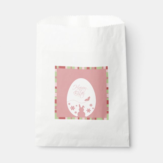 Modern Happy Easter Egg Pastel Pink Favour Bag (Front)