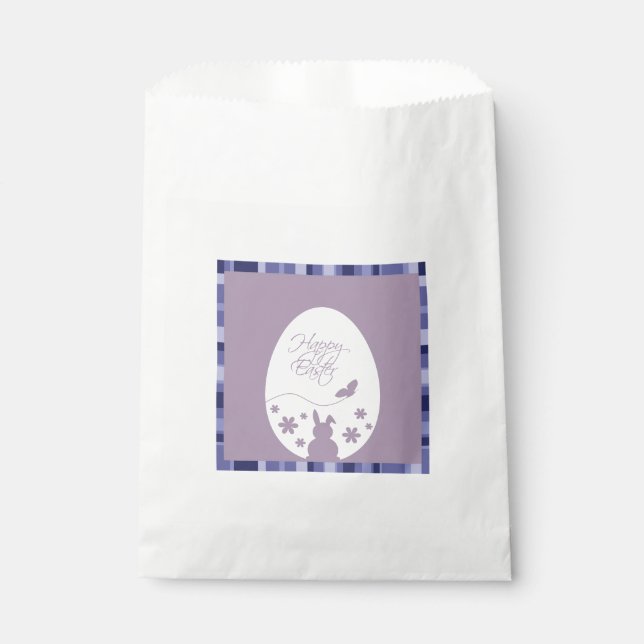 Modern Happy Easter Egg Pastel Purple Favour Bag (Front)