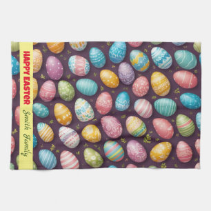 Modern Happy Easter Eggs Collection Kitchen Towel