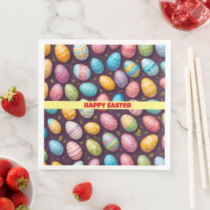 Modern Happy Easter Eggs Collection Napkin