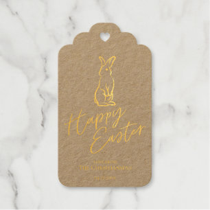 Modern Happy Easter Typography Gold Gift Tags