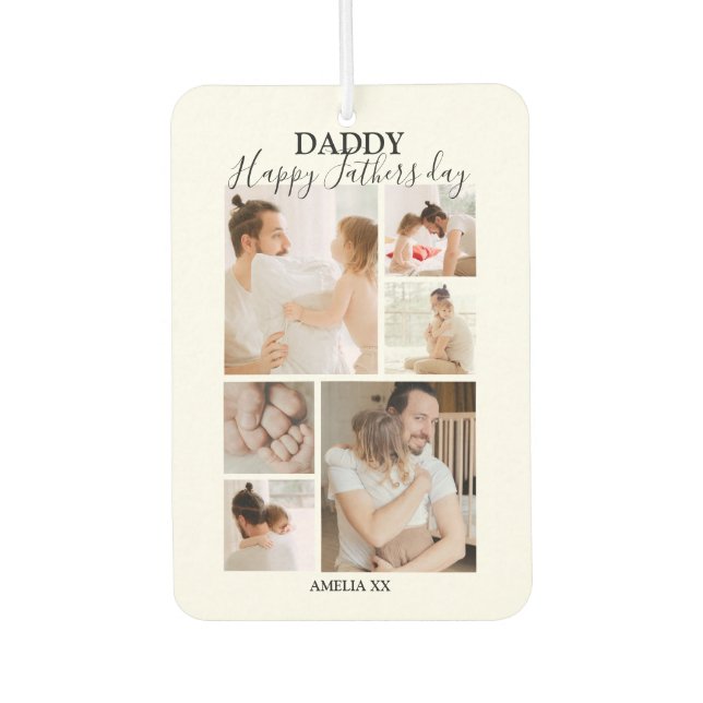 Modern Happy Fathers Day Photo Collage Air Freshener (Front)